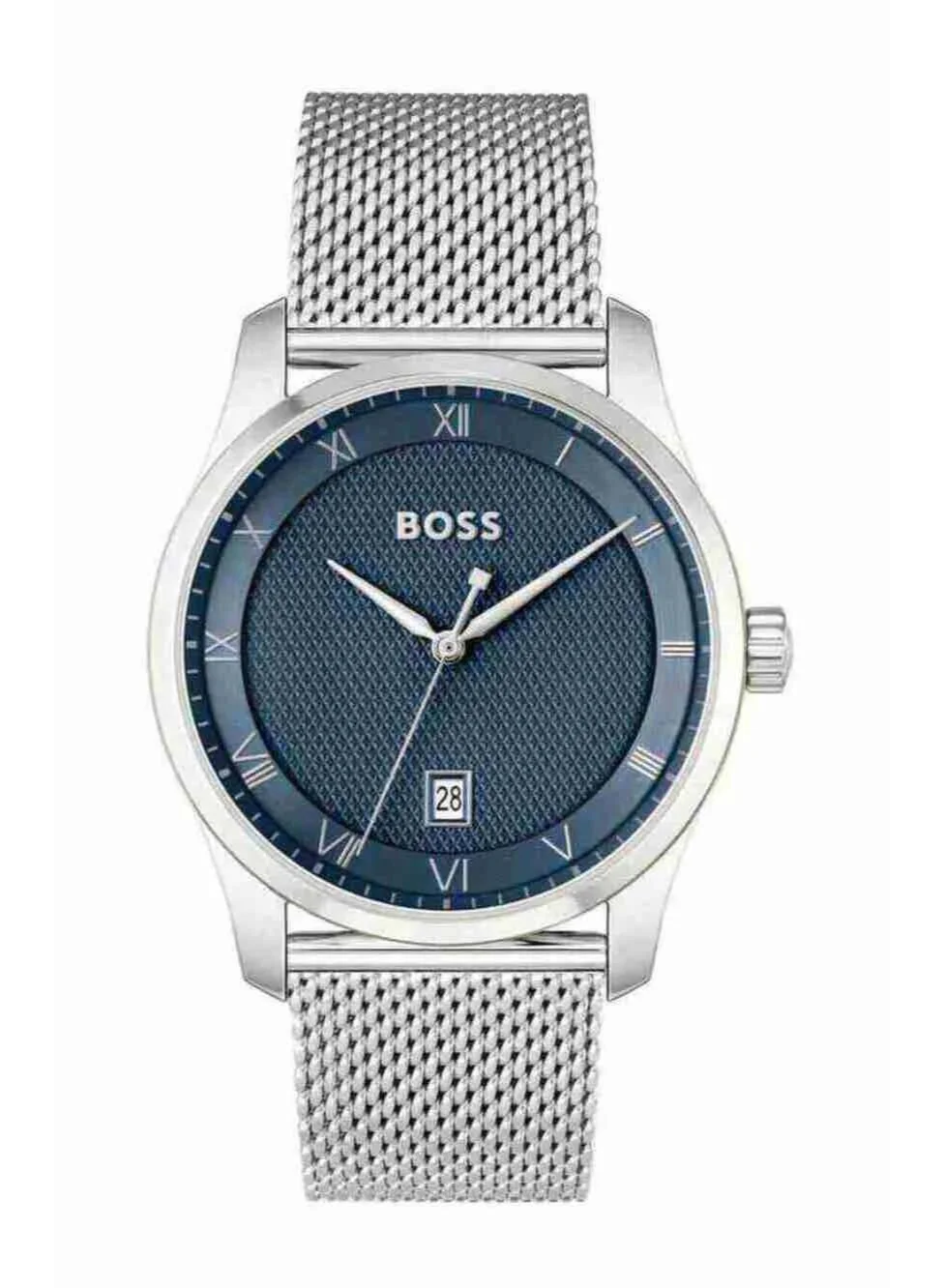 Premium Analog Digital Quartz Watch for Men Stainless Steel Principle Series (Silver, One Size) qn0ao