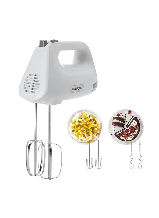 Premium Electric Hand Mixer with 5 Speeds and Turbo Function, Stainless Steel Beaters and Kneaders for Baking and Cooking (White, 450 W) 1oetv
