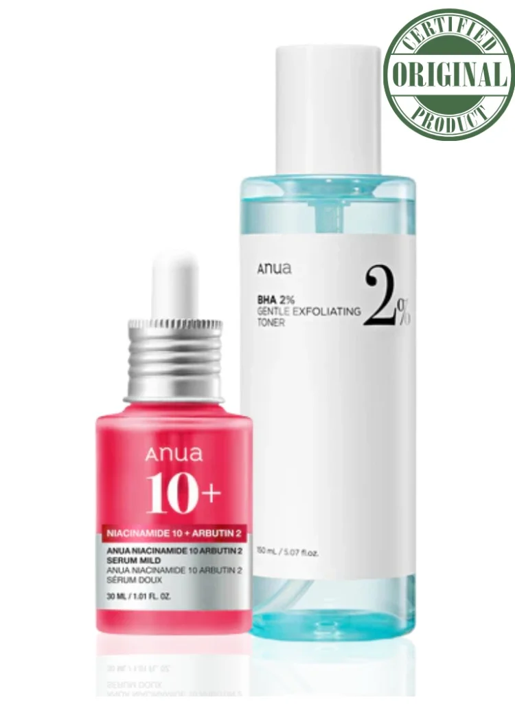 Anua Exfoliating & Brightening Skincare Set BHA Toner and Niacinamide TXA Serum for Radiant Complexion (180 mL) c9lxi