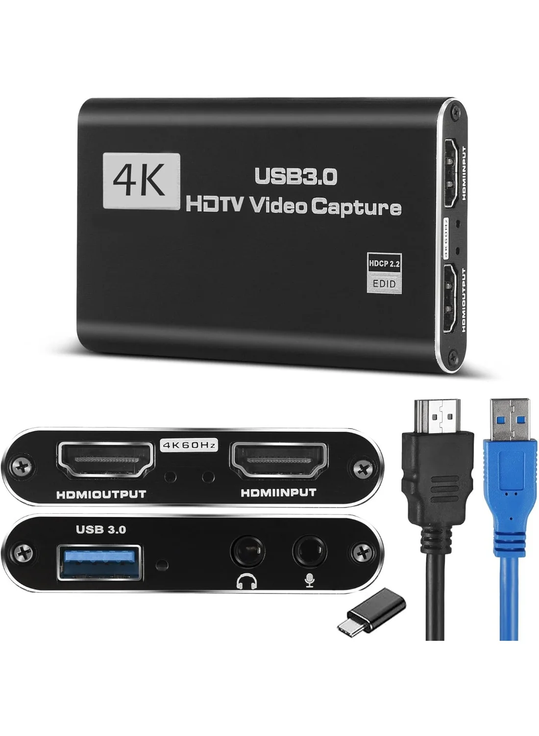 QIRG 4K HDMI Video Capture Card USB 3.0 Full HD 1080P 60FPS Streaming Device for Gaming Consoles and Cameras (Black) dgn4t