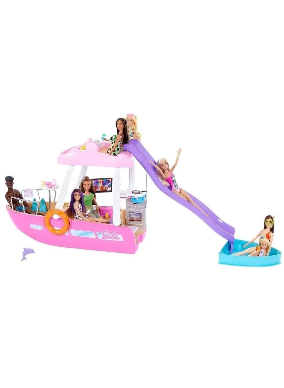 Premium Pink Dream Boat Playset for Fashion Dolls (Interactive Toy Set) bb03i