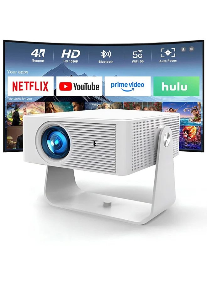 Wownect Mini Smart Projector Android 13 Portable Home Theater 1080P Support WiFi 6 Bluetooth 4K Decoding (White) yzmvr