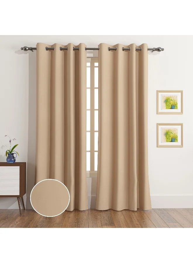 Home Box Blackout Curtain Set (4-Piece, Solid Black, 140 x 300 cm) Premium Thermal Insulated Window Drapes m9182