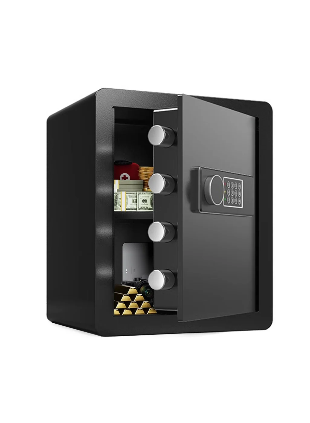 JoyousSto Electronic Security Safe Box with Keypad Lock and Removable Shelf (Black, 36x31.5x40cm) 1hrcx