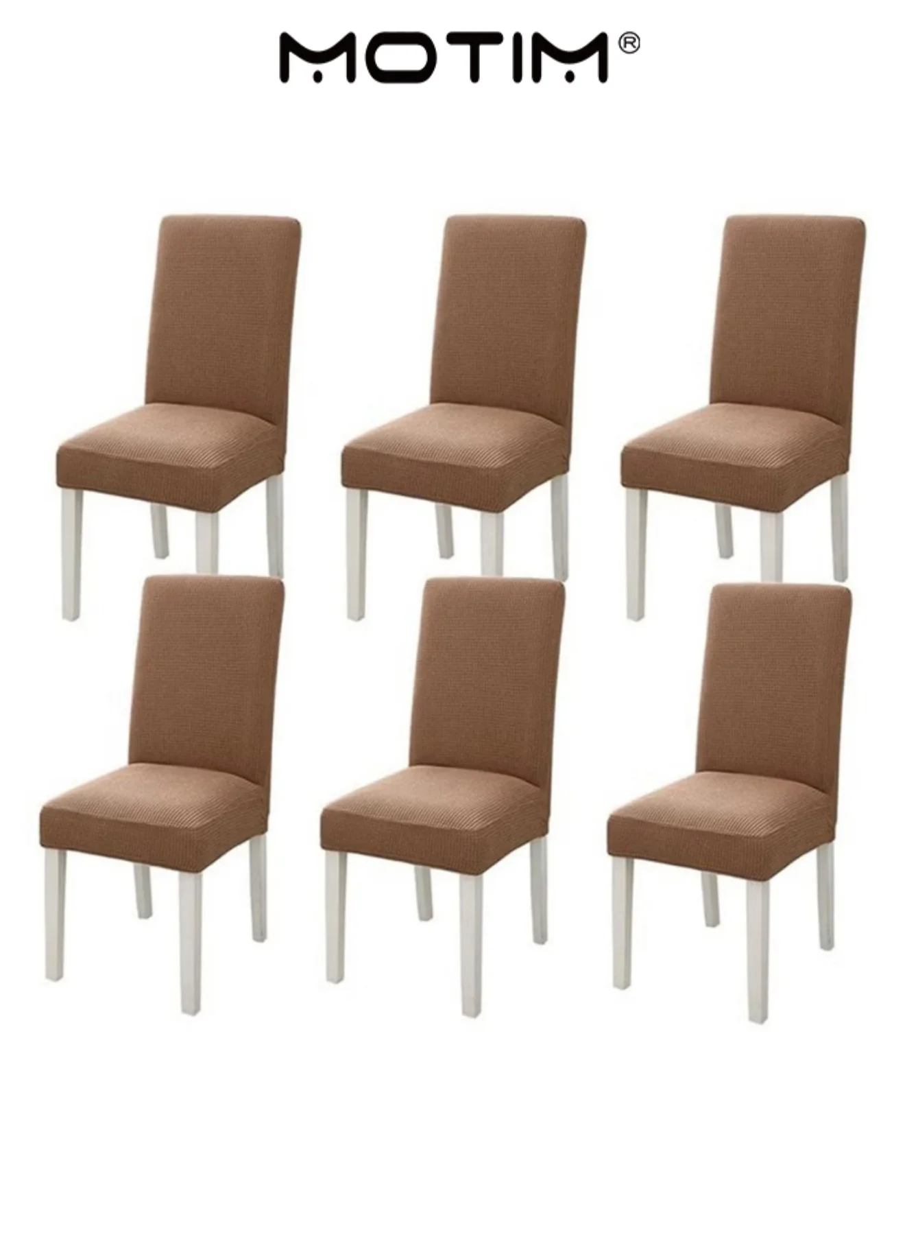Motim Stretch Dining Chair Covers (6-Piece Set, Brown) Removable Washable Seat Protector for Home and Hotel 8aexj