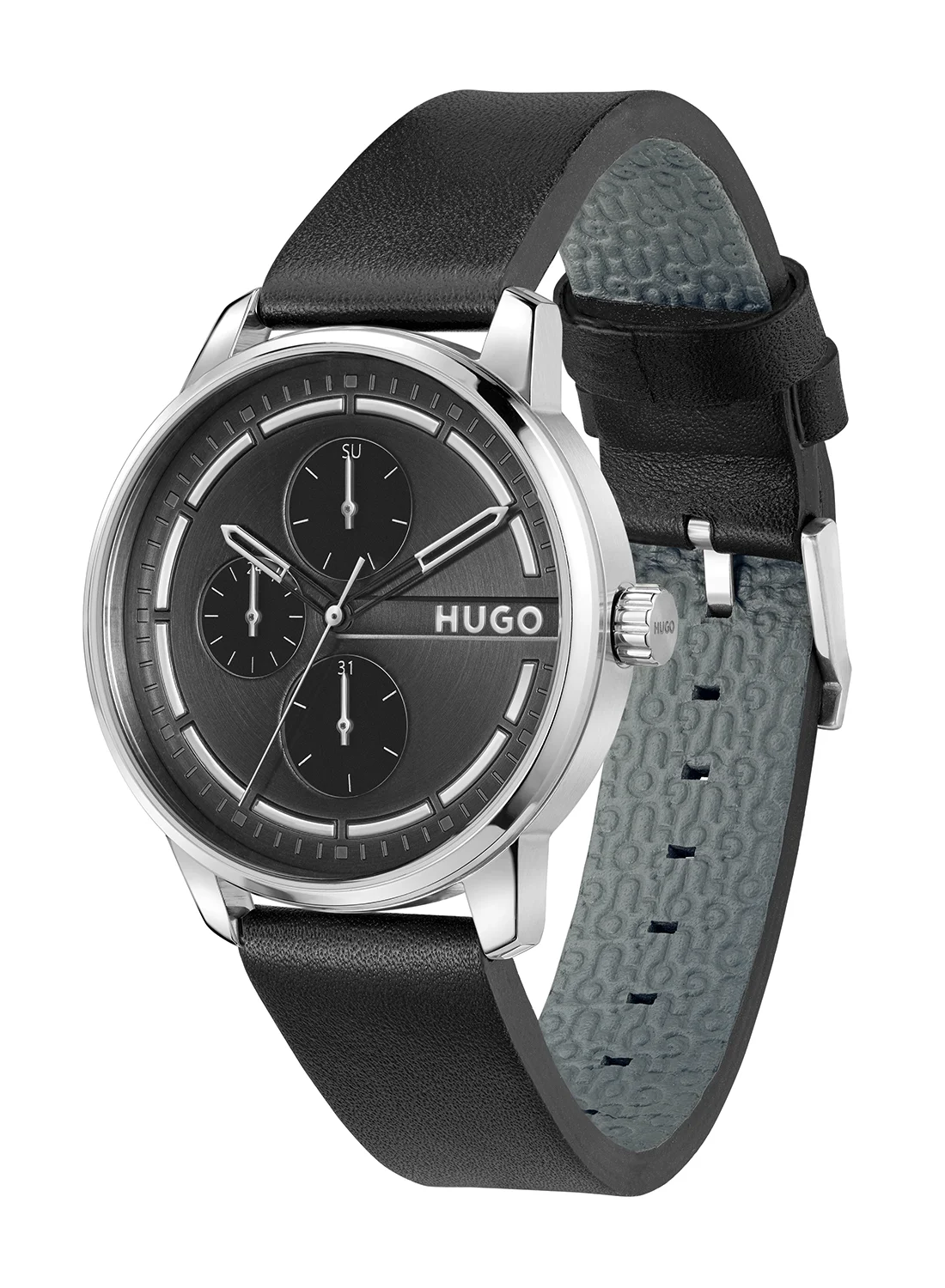 Premium Analog Quartz Men's Watch with Leather Strap and Black Case (One Size) o21o2