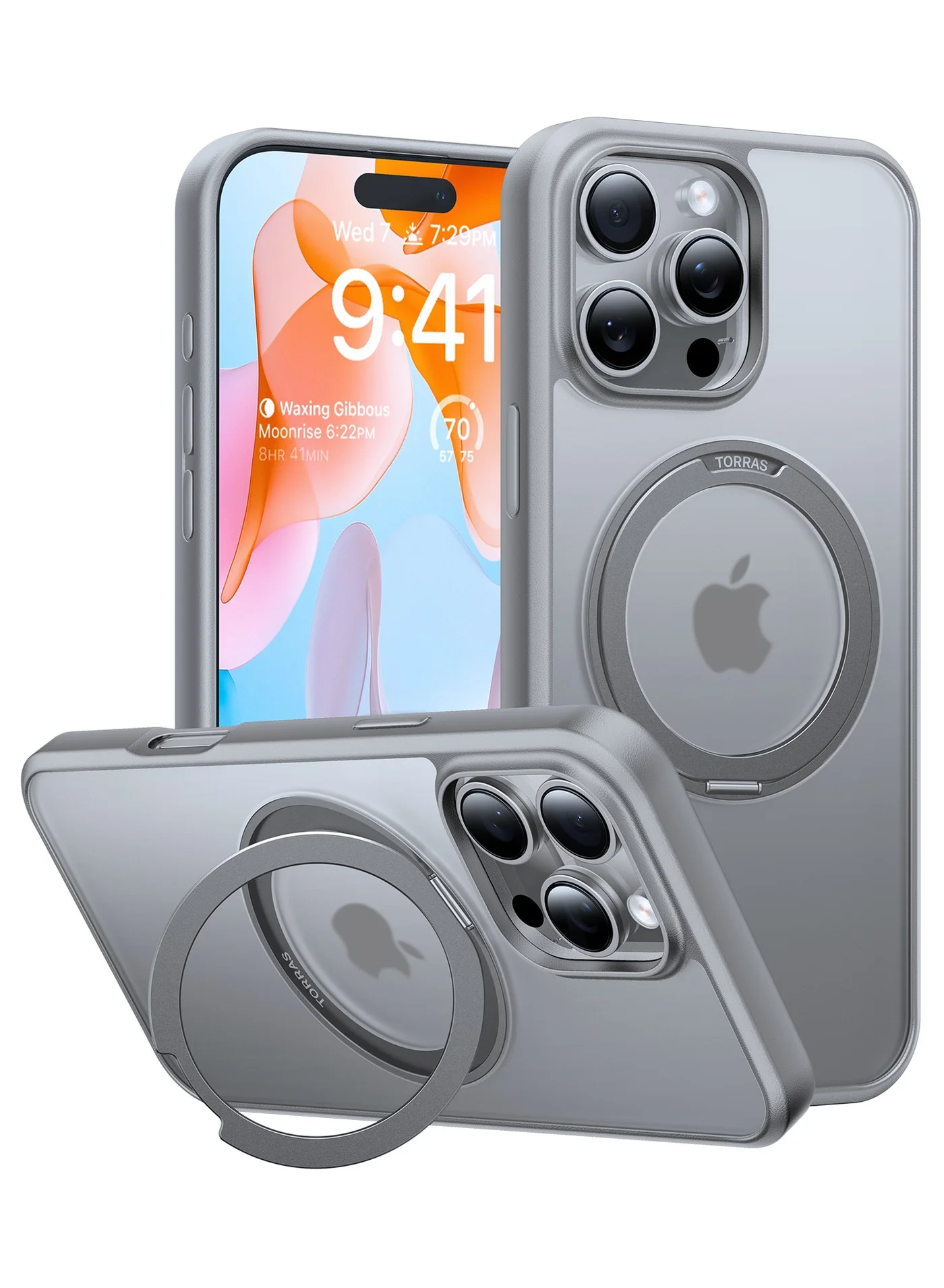 Premium Magnetic Protective Case with 360¡ã Rotatable Stand Ring for 6.3-inch Smartphone (Grey, 16 cm) px1hu