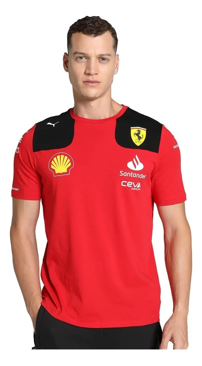 Premium Racing Team Graphic T-shirt Breathable Cotton Apparel for Men (Red, Large) l3pbv