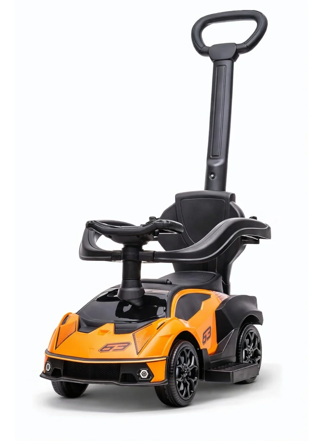 Toy Land Kids Ride On Car Manual Push Toy with Steering Wheel and Parent Handle (Orange) ylmpm