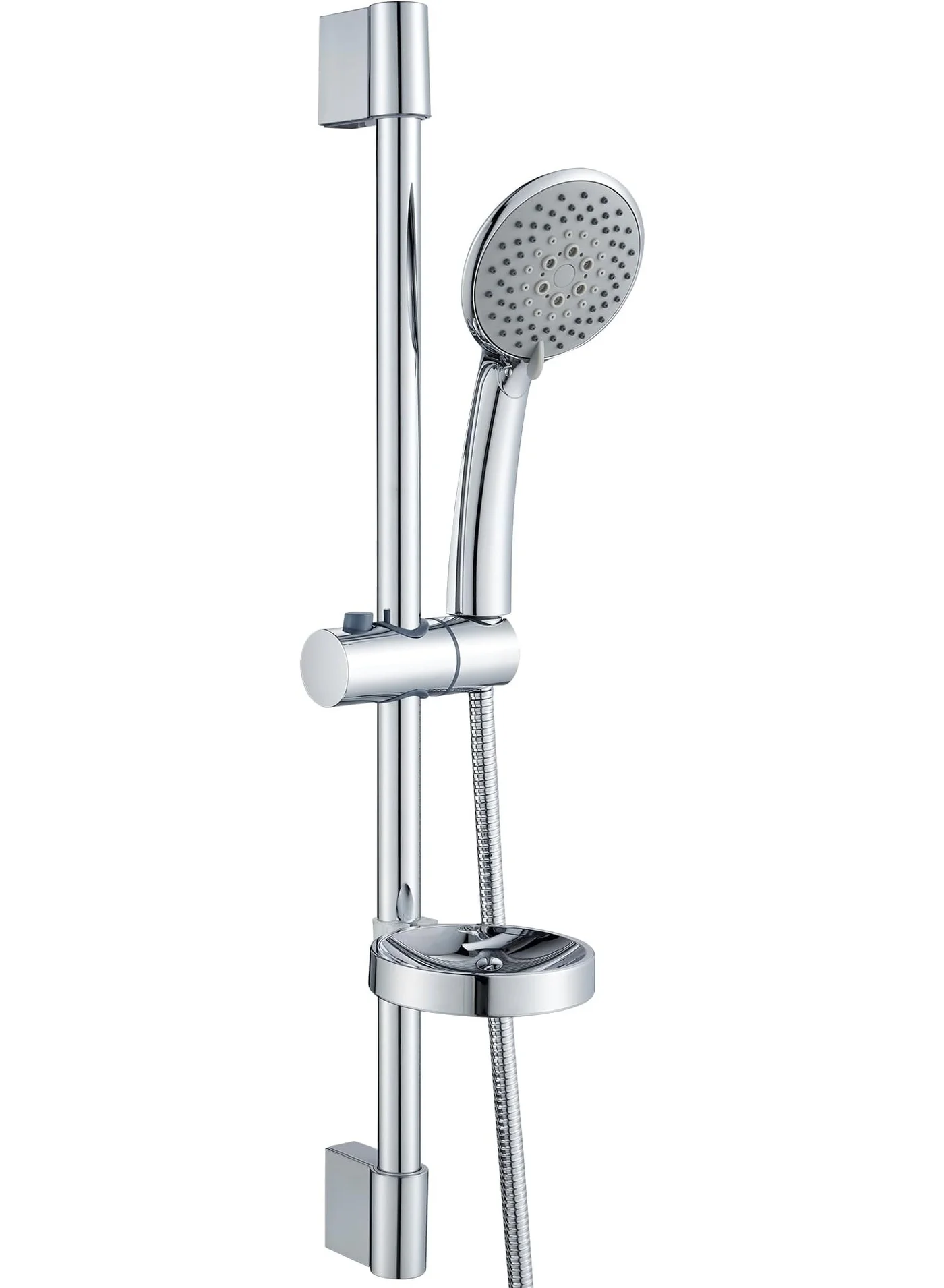 Lynacz Premium Wall Mounted Shower Kit with Adjustable Sliding Bar and Soap Dish (Chrome, 150 cm Hose) uy8h5