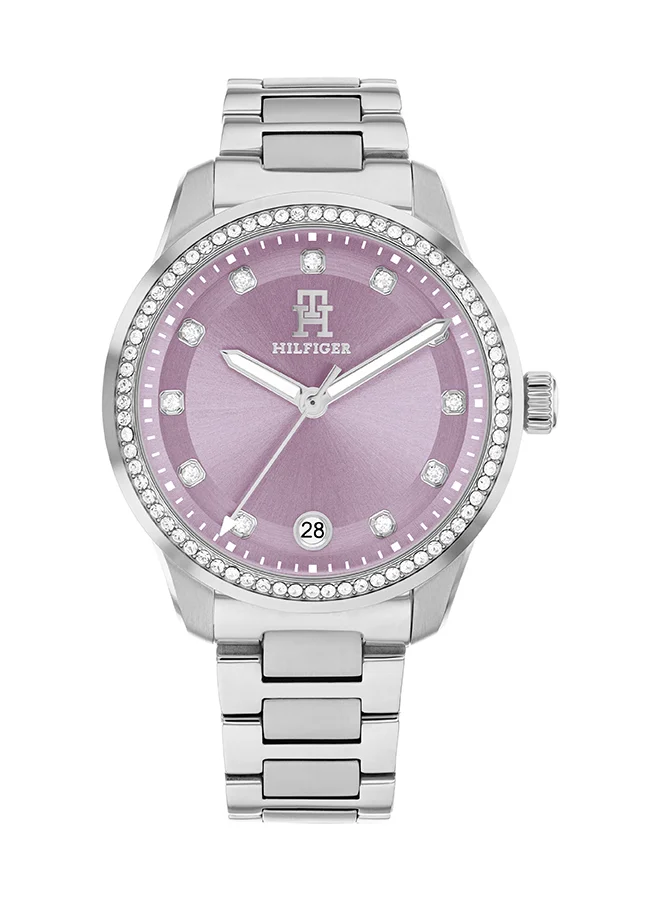 Premium Round Analog Quartz Watch for Women Lavender Case Stainless Steel (One Size) qsr9f