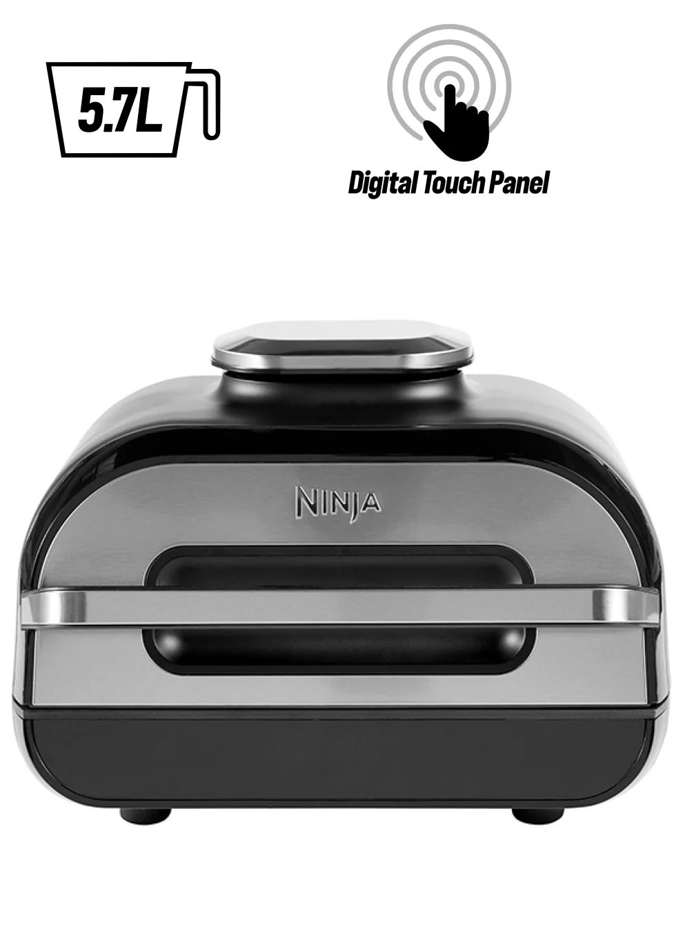 Premium 6-in-1 Health Grill and Air Fryer with Digital Cooking Probe (Silver, 5.7L) 9hf0a