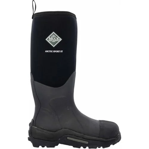 MUCK Arctic Sport Steel Toe Insulated Boots Premium Waterproof Work Footwear for Men (Black, Size 7) sctvk