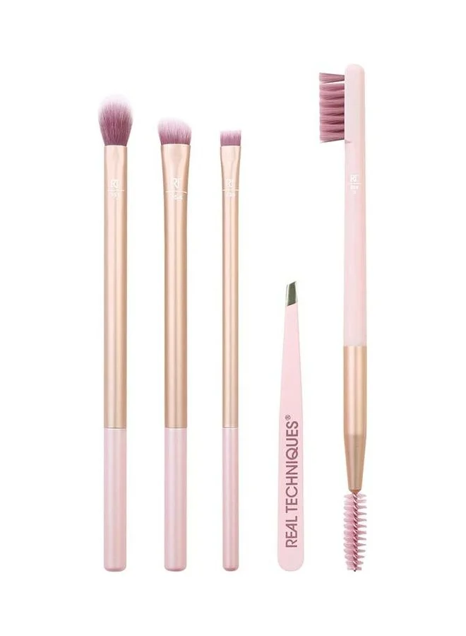 Premium Eye Makeup Brush Set Professional Cosmetic Tool Kit (Gold, 5-Piece) iu0hs