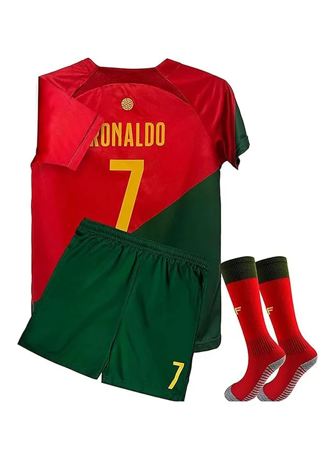 Premium Kids Soccer Jersey Set Youth Sports Training Uniform with Shirt Shorts and Socks (Size 7) 15hh7