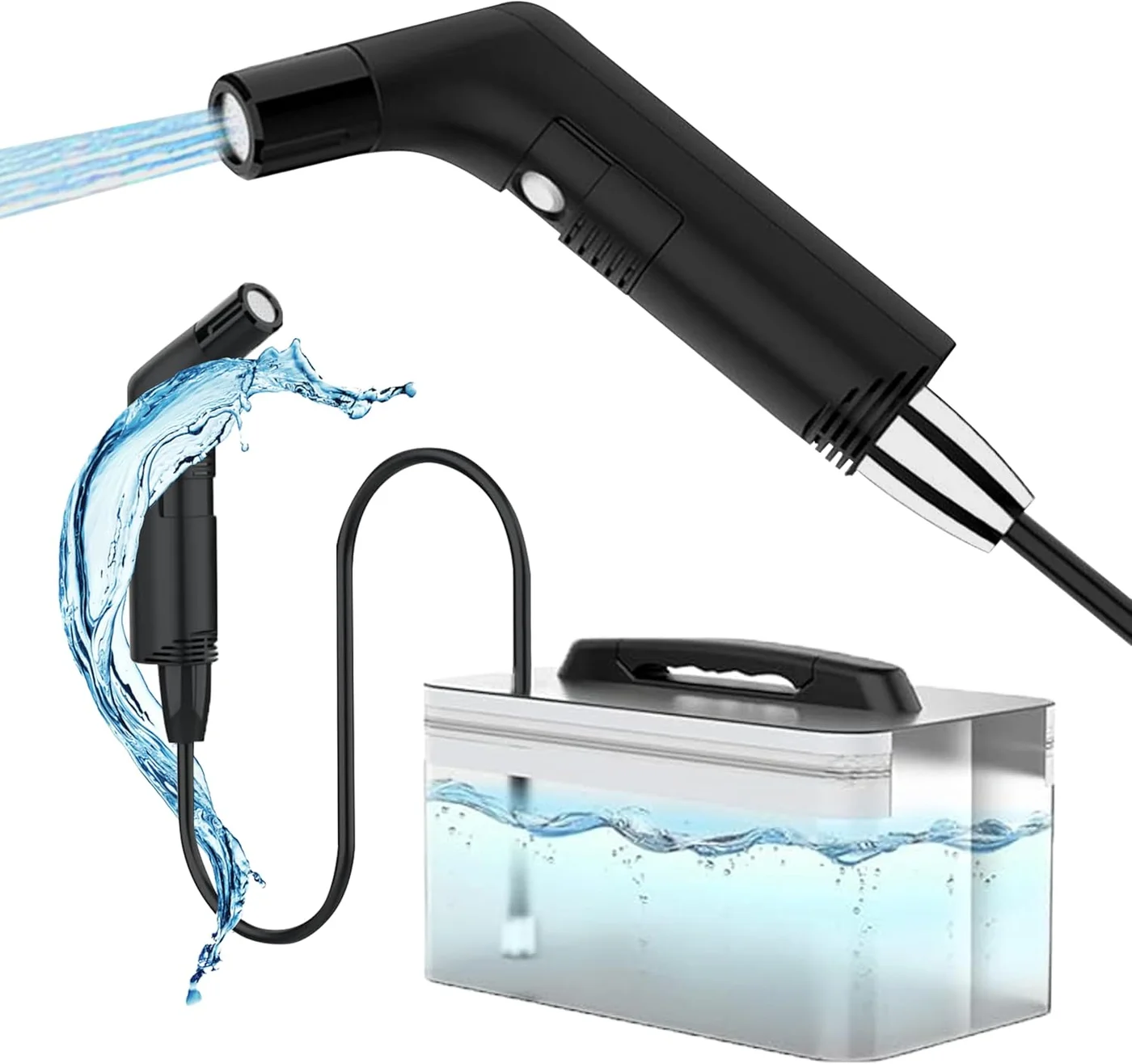 DEXO Portable Travel Bidet Shattaf with Rechargeable Water Tank (Compact, Handheld, 300 mL) zuzih