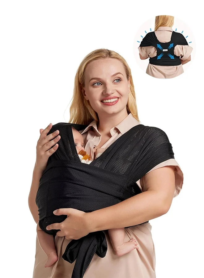 Sweet Life Baby Wrap Carrier Ergonomic Sling (Black, 3.6 kg to 15.8 kg) llngk