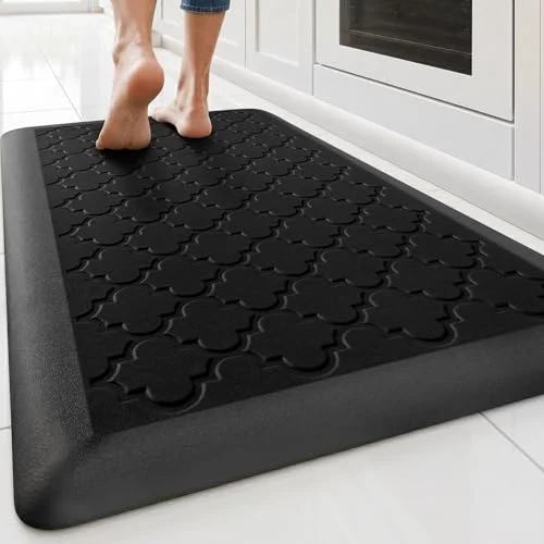 TranquilRelax Ergonomic Anti-Fatigue Kitchen Mat Premium Water-Resistant Standing Floor Mat for Home Office (Black, 173 cm x 61 cm) iqlua