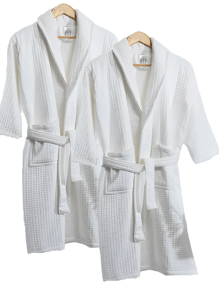 Blueberry Waffle Bathrobe Set Lightweight Soft Spa Robe for Women (2 Pieces, One Size) 36rwg
