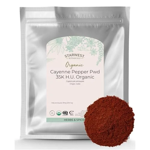 Starwest Botanicals Organic Cayenne Pepper Powder Premium Culinary Spice for Seasoning and Marinades (Red, 454 g) u3xkh