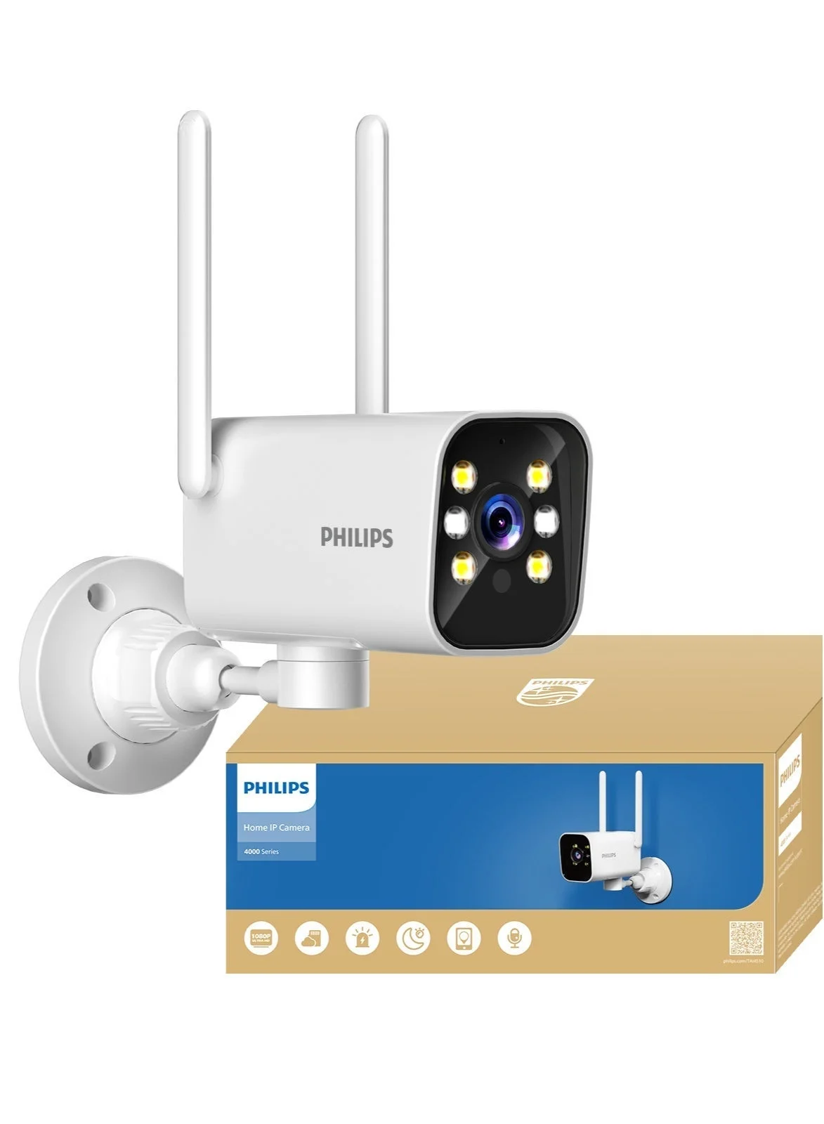 Professional 2MP HD WiFi Security Camera Outdoor Surveillance System with Color Night Vision and Two-Way Audio (IP66 Waterproof, 128GB Support) pzfns