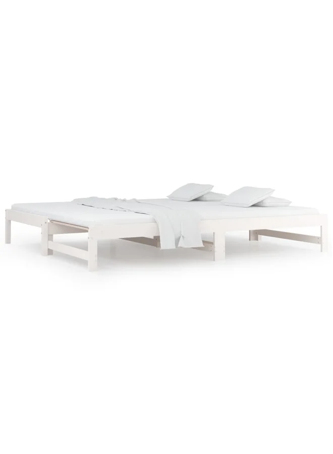 VidaXL Pull-out Day Bed Frame Space-Saving Guest Bed (White, 2x 90x200 cm) nfy7g