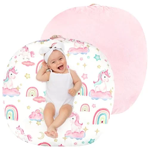 Pea Pod Newborn Lounger Cover Soft Fleece Slipover for Infant Pillow (Unicorn, 1 Pack) 6pqsi