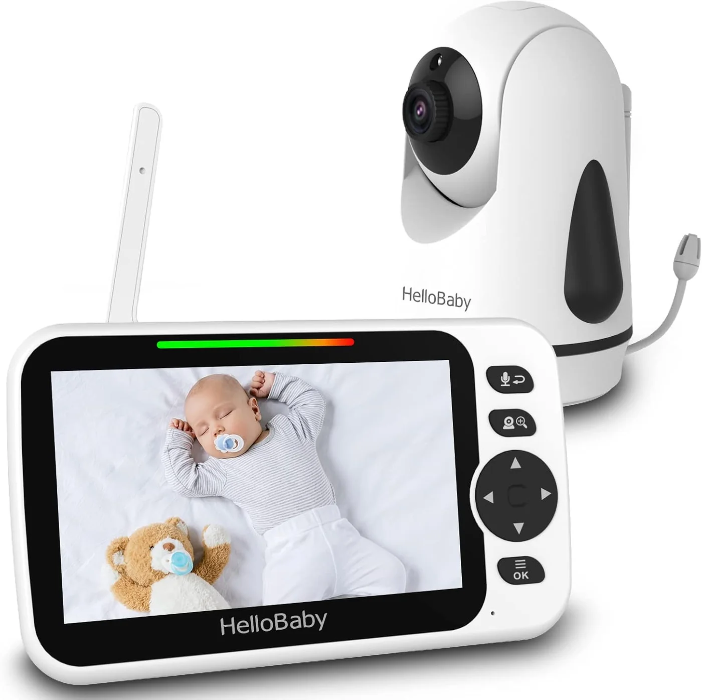 Premium Video Baby Monitor with 5-inch IPS Screen and Auto Night Vision (No WiFi, 305m Range, 2-Way Audio, Temperature Monitoring) eygfa