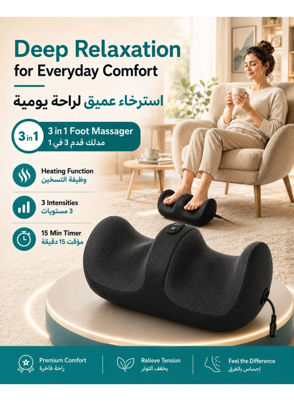 Premium Foot and Calf Massager Machine with Heat and Adjustable Intensity for Home and Office Use cygjb