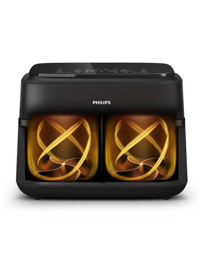 Professional Dual Basket Airfryer Large Capacity 7.1 L 2450 W (Black) uu4qo
