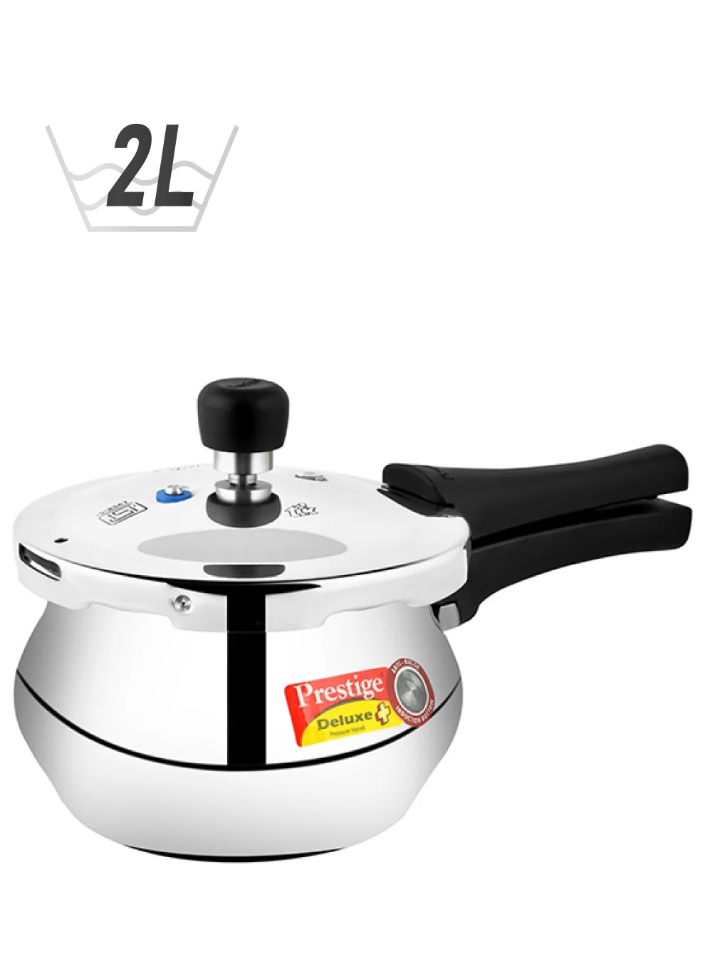 Premium Aluminium Pressure Cooker with Outer Lid and Induction Compatible Base (Silver, 2L) huu8b