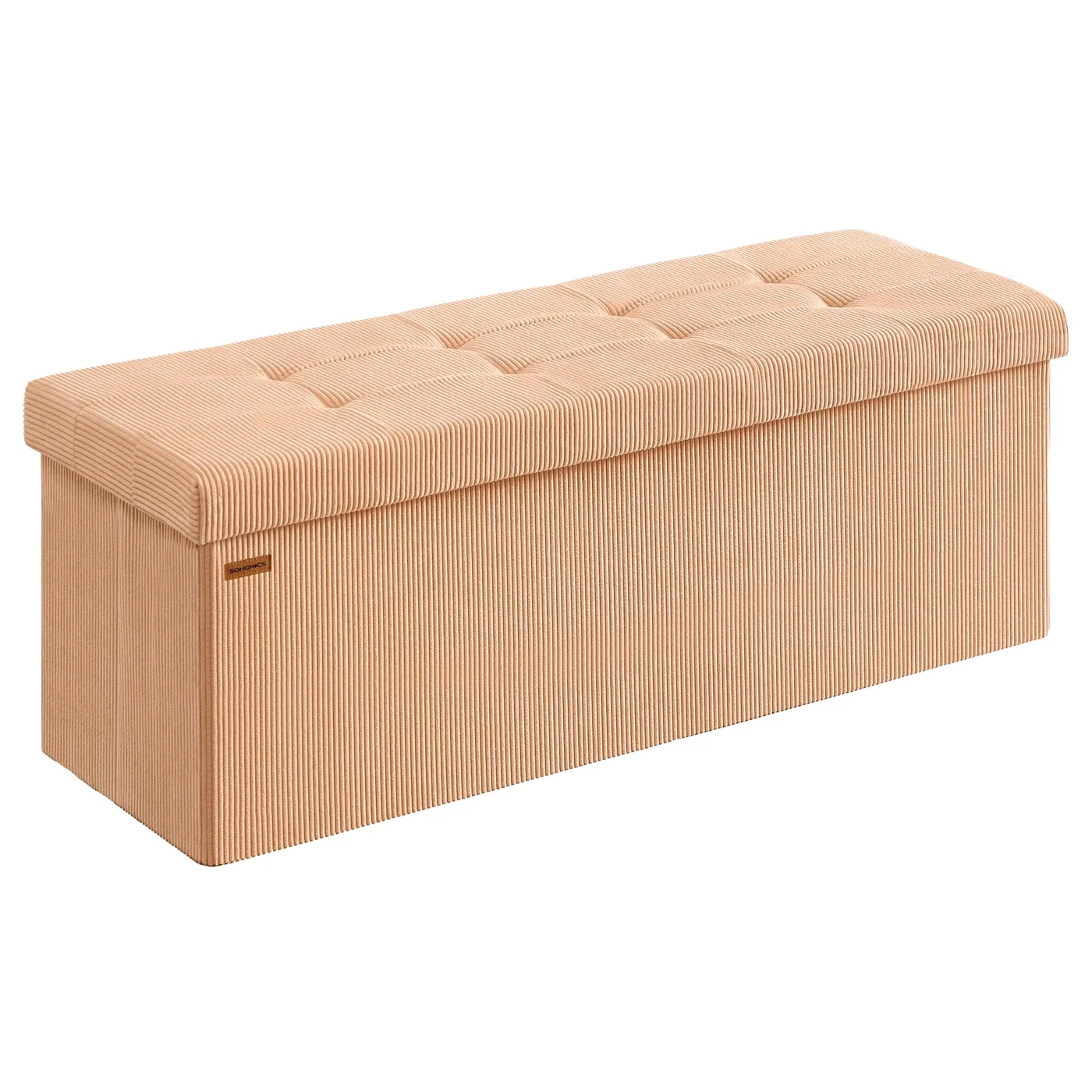 Premium Foldable Storage Ottoman Bench (Apricot, 110 x 38 x 38 cm) - Versatile Foot Rest and Bed End Chest for Living Room and Bedroom xal1i