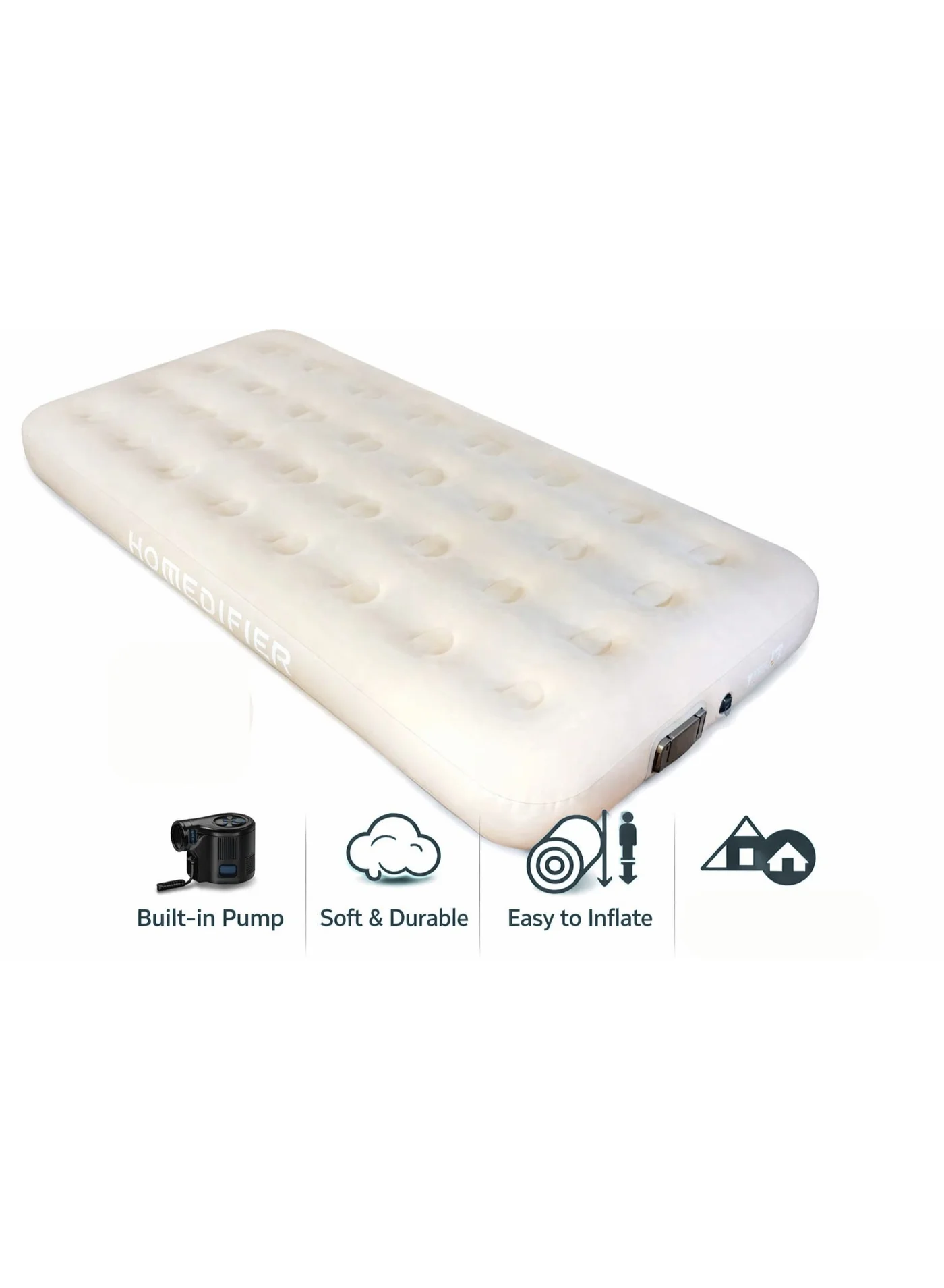 HOMEDIFIER Inflatable Air Mattress with Built-in Electric Pump (Single, 191 x 99 x 25 cm) ii627