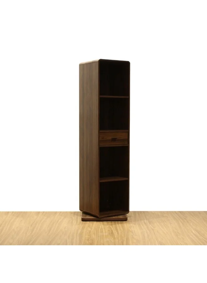 Danube Home Gwen Swivel Standing Cabinet With Mirror, Premium Engineered Wood Dressing Makeup Storage (Brown Walnut, 48x48x165.7cm) h6k4b