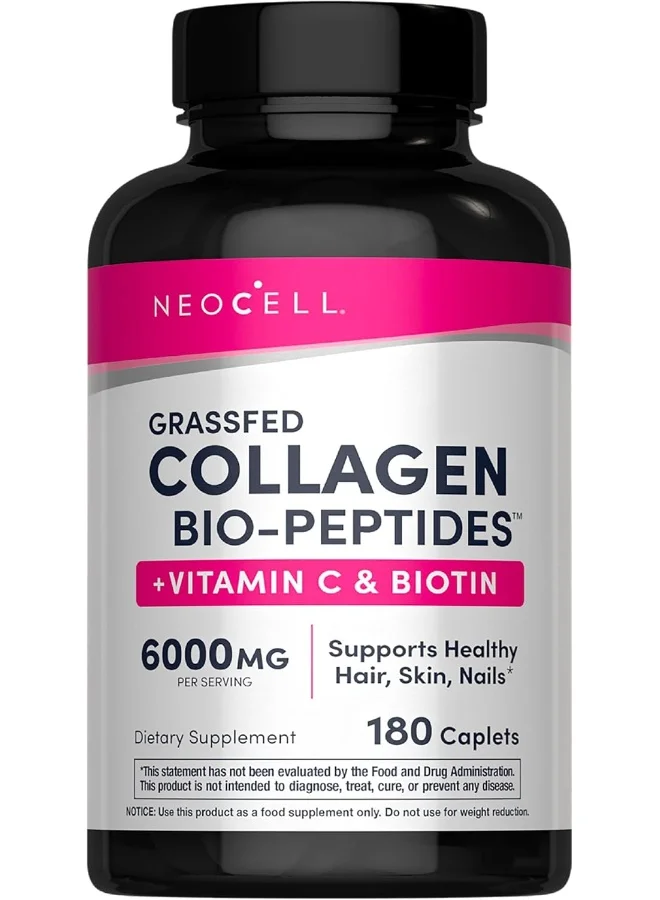 Premium Grass-Fed Collagen Supplement with Vitamin C and Biotin for Skin and Joint Support (180 Tablets) ey0n7