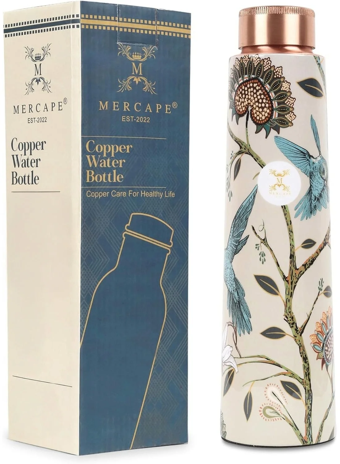 MERCAPE Pure Copper Water Vessel Premium Leak-Proof Eco-Friendly Hydration Container (900 mL) 002kq