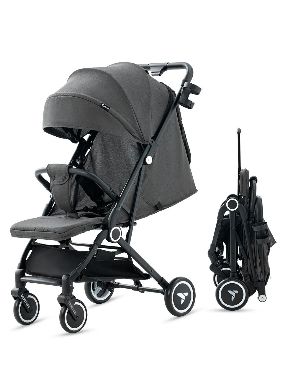 TEKNUM Travel Cabin Stroller Lightweight Compact Foldable Pushchair for Infants and Toddlers (Grey) zwb53