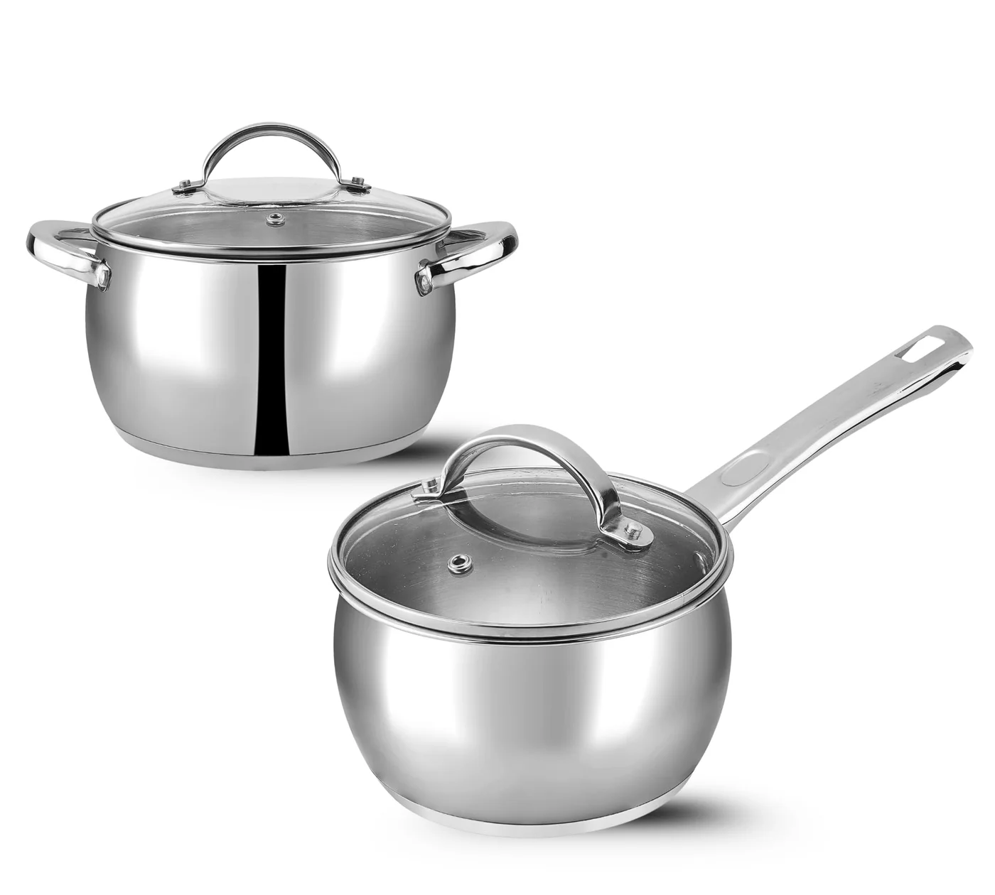 Vinod Letten Stainless Steel Cookware Set (2 Pcs, 2.2 L Saucepan & 2.9 L Saucepot) Induction Compatible Belly Shape Cooking Set spv1z