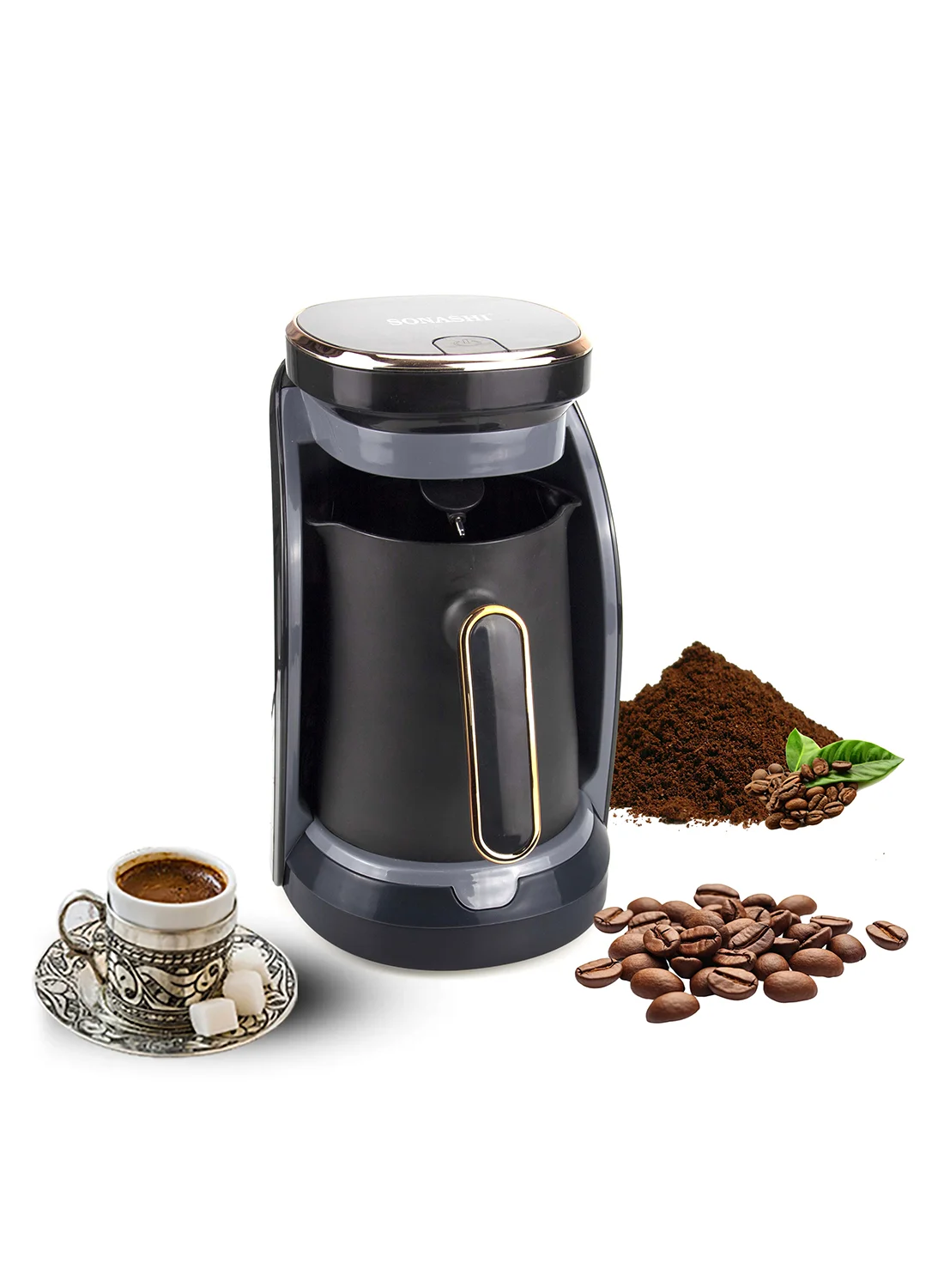Sonashi Turkish Coffee Maker Premium Electric Brewer with Overheat Protection (Gold, 400 mL) 11mx6