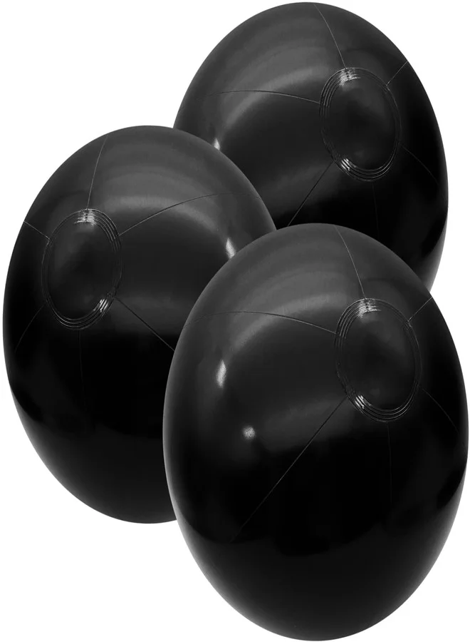 GCQJOQ Inflatable Beach Balls Premium PVC Pool Party Toys for Kids and Adults (Black, 30 cm, 3 Pack) b31my