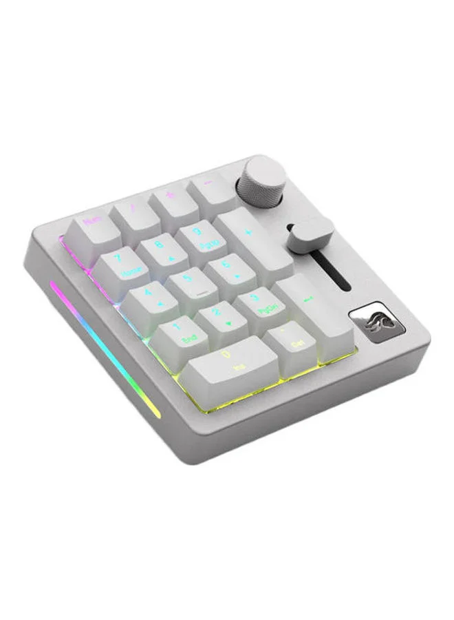 Glorious Modular Mechanical Gaming Numpad with RGB Backlighting and Pre-Lubed Fox Switches (White, Compact) t6319