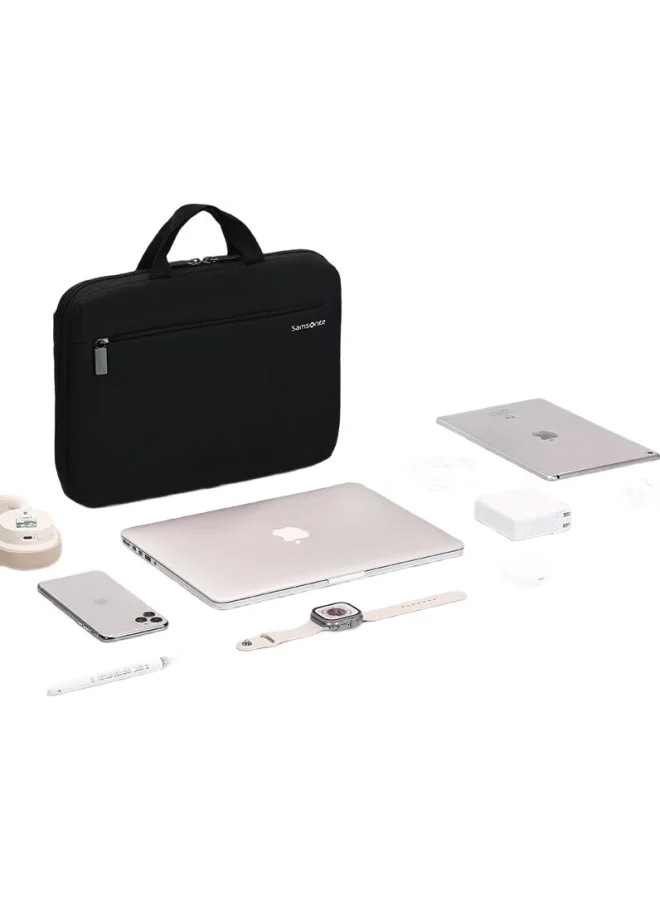 Premium Business Laptop Briefcase Shoulder Bag for 14-Inch Notebooks (Black, 38 cm x 28 cm) ods6y