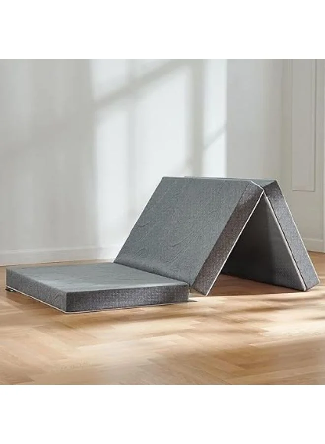 Harmony Home Tri-Folding Orthopedic Mattress Premium Foam Bed for Guests and Camping (Grey, 180 x 75 x 7 cm) djowz