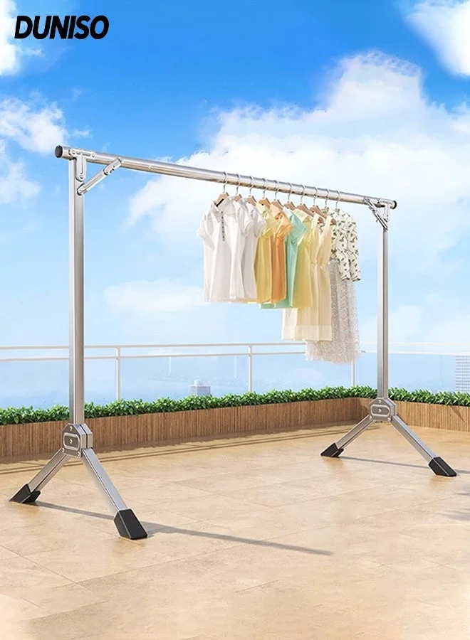DUNISO Foldable Clothes Drying Rack Premium Stainless Steel Laundry Stand with Windproof Hooks and Clips (1.6m) 36wxp