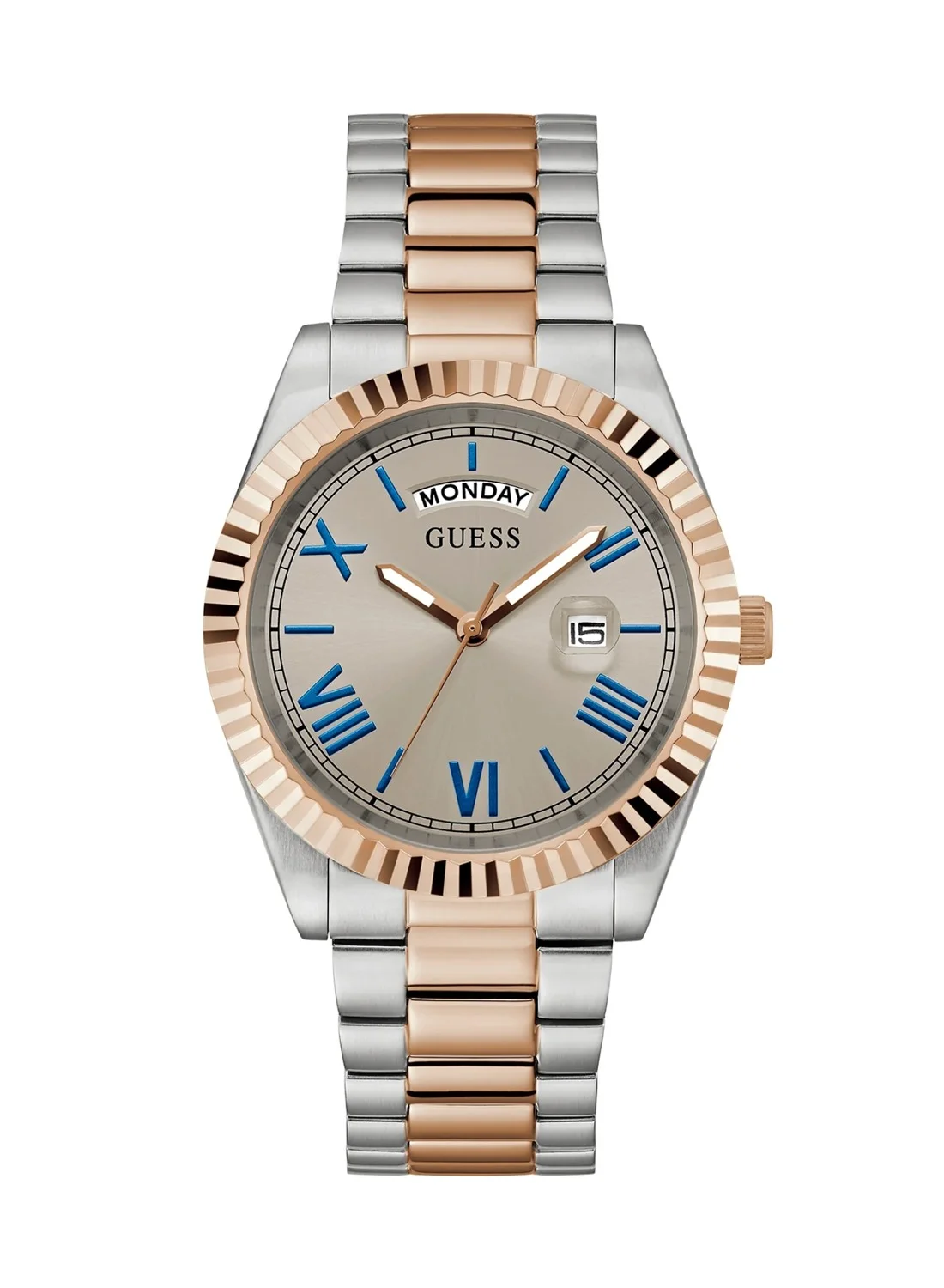 Premium Two-Tone Stainless Steel Analog Quartz Watch for Men (42 mm) 9dwpa