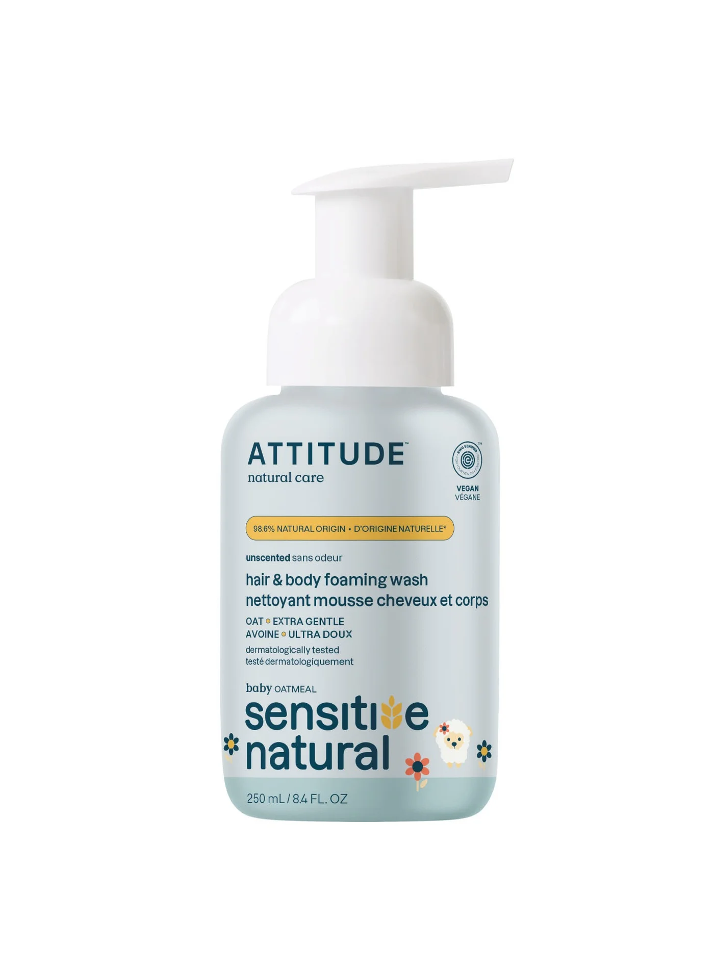 Attitude Oatmeal Sensitive Natural Baby Care 2-in-1 Hair and Body Foaming Wash (473 mL) 1qfiw