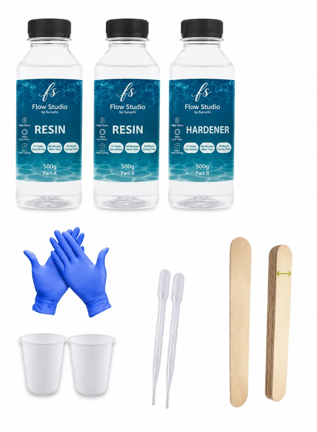 Ready For Chai Epoxy Resin Starter Kit 2:1 Mixing Ratio Premium Crafting Resin (Clear, 1.5kg) er2d7