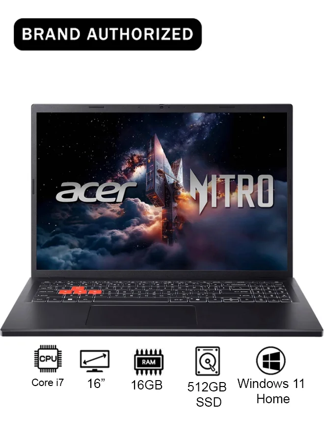 Nitro Lite 16 Gaming Laptop 13th Gen Intel Core i7 16GB RAM 512GB SSD 6GB Graphics 16-inch WUXGA 165Hz Display (Shale Black) 3zmlb