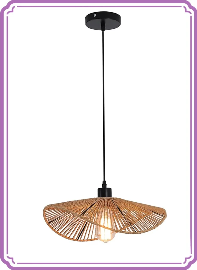 APEX Rattan Pendant Light Fixture Handwoven Bamboo Hanging Lamp (Natural, 30 cm) fqt2v