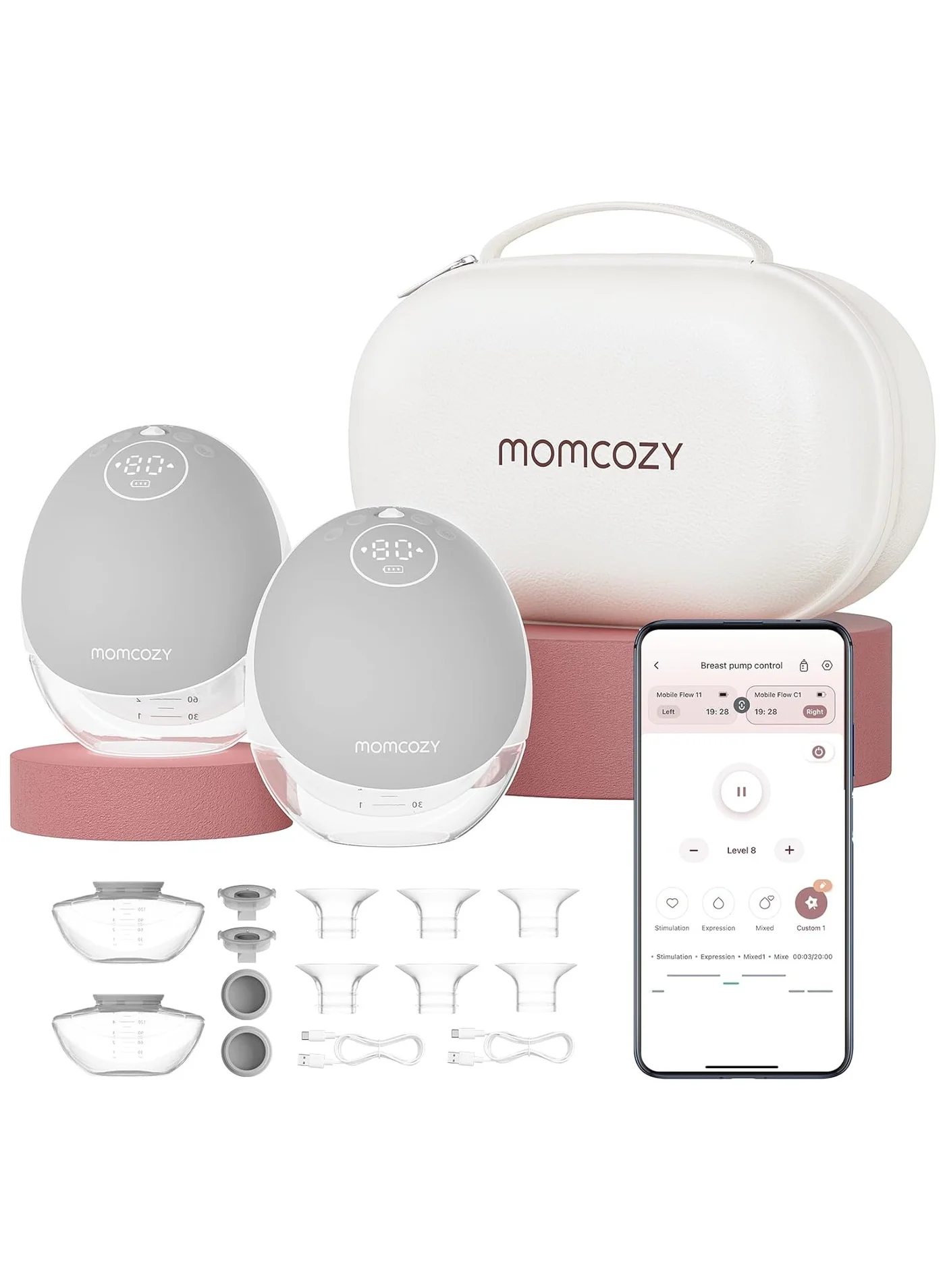 Premium Wearable Double Breast Pump Hands-Free Mobile Flow with App Control (24mm, Pack of 2) zf0wc